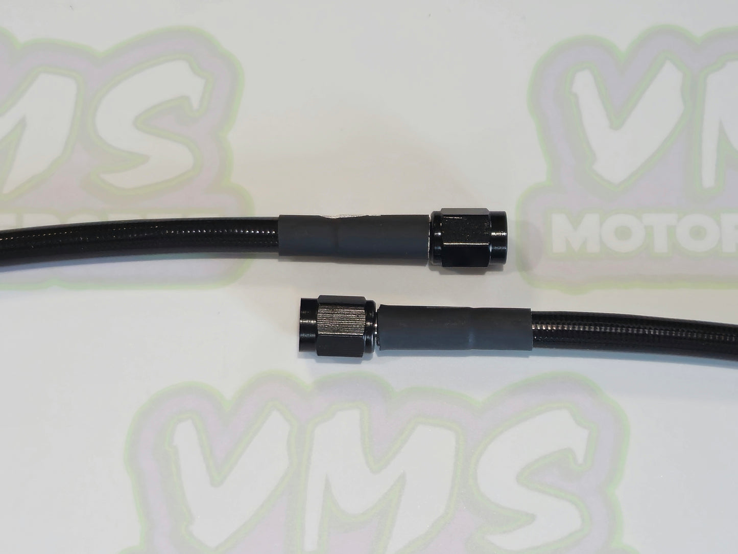 -3 AN Braided Stainless Steel PTFE Brake Line-Straight x Straight. Aluminum Ends-BLACK