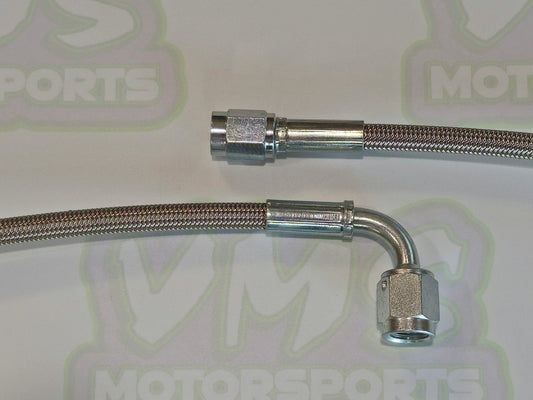 - 4AN Braided Stainless Steel PTFE Brake Line-Straight x 90°