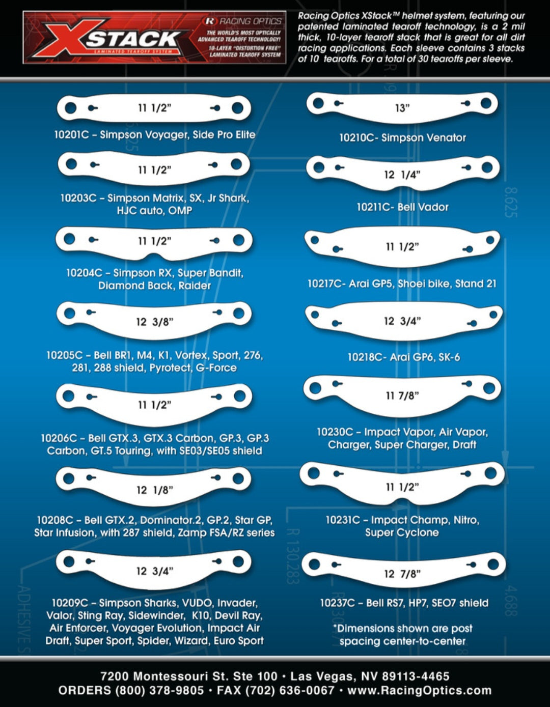 Racing Optics X-Stacks Laminated Tear Offs