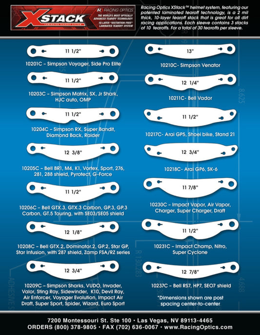 Racing Optics X-Stacks Laminated Tear Offs